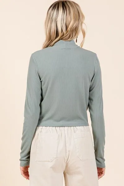 Mittoshop Mock Neck Rib Knit Long Sleeve Crop Top sold by Charming Charlie product image thumbnail 2