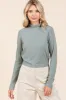 Mittoshop Mock Neck Rib Knit Long Sleeve Crop Top sold by Charming Charlie