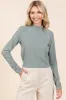 Mittoshop Mock Neck Rib Knit Long Sleeve Crop Top sold by Charming Charlie