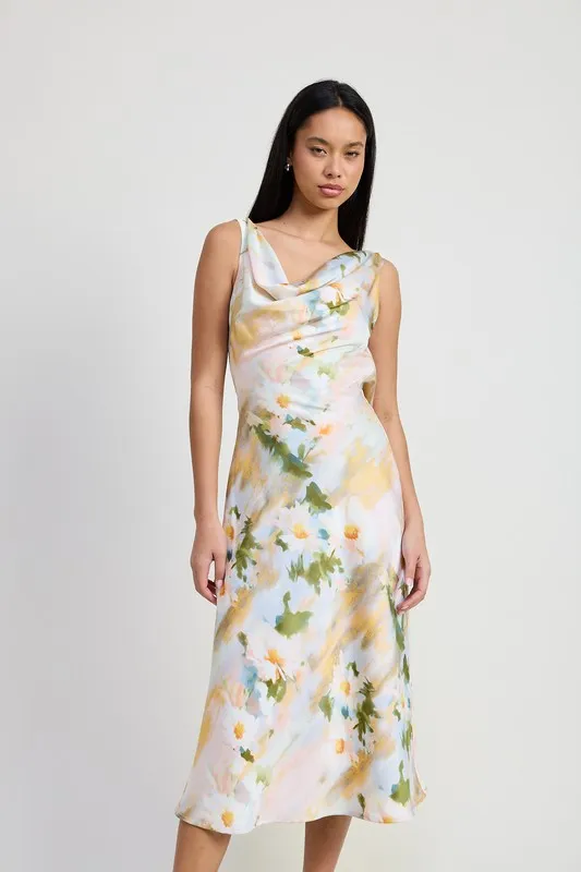 FLORAL MIDI COWL NECK DRESS sold by Charming Charlie product image thumbnail 5