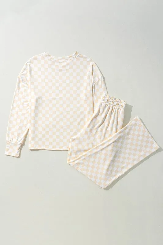 Checkered Print Long Sleeve Top Pants Lounge Set sold by Charming Charlie product image thumbnail 5