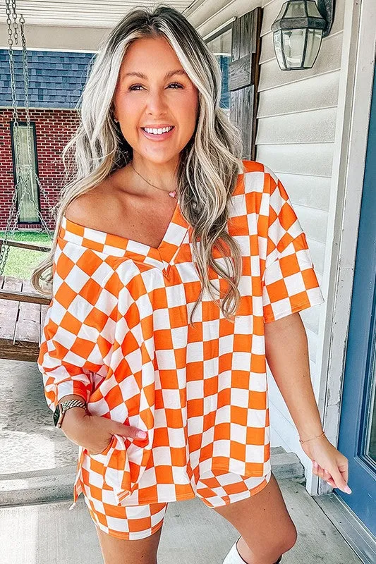 Checkerboard V Neck Tee and Shorts Lounge Set sold by Charming Charlie product image thumbnail 5