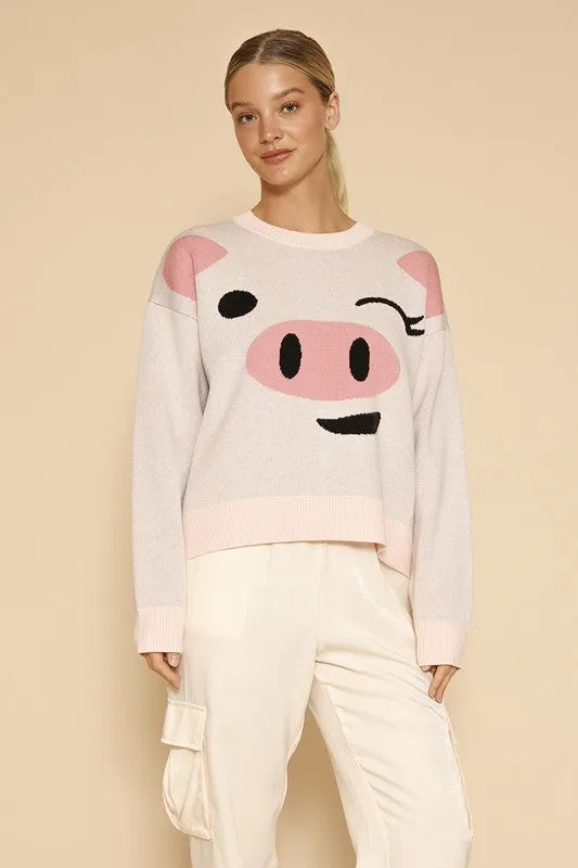 Pig face knit sweater sold by Charming Charlie product image thumbnail 2