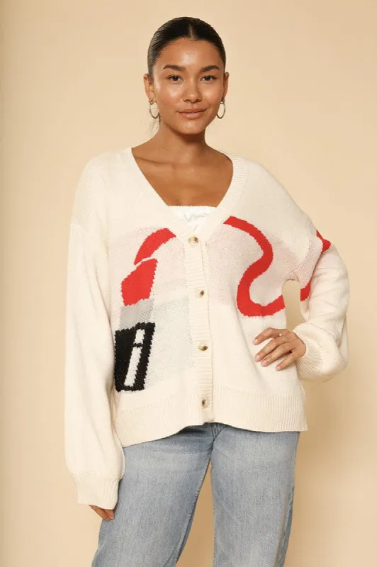 Lipstick cardigan sold by Charming Charlie
