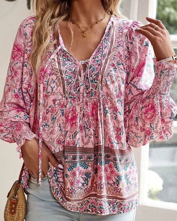 Floral long sleeve blouse sold by Charming Charlie product image thumbnail 3