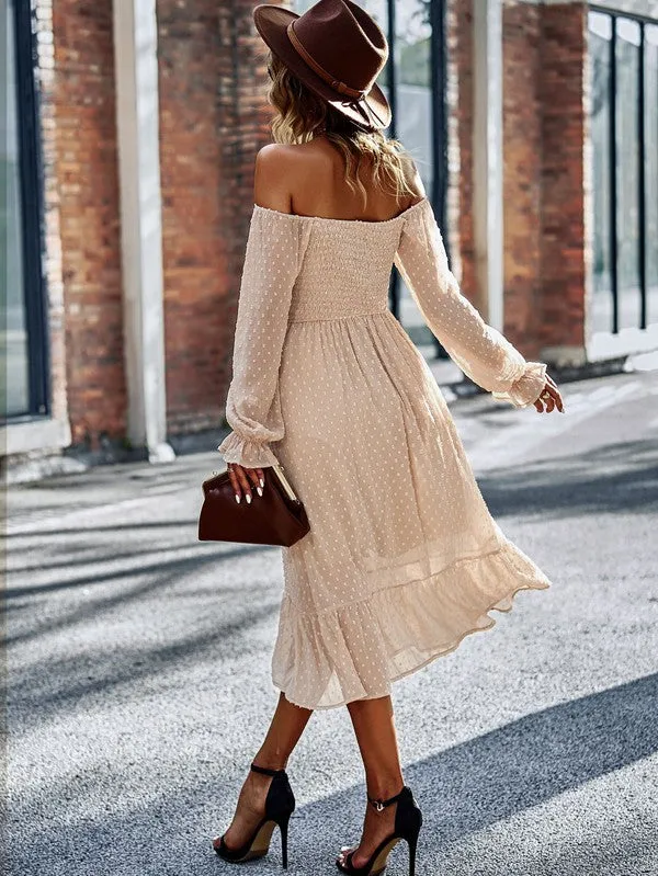 Smocked long sleeve dot dress sold by Charming Charlie product image thumbnail 3