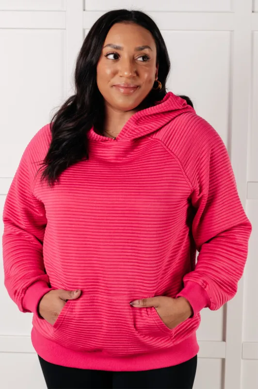 Crosswalk Textured Hoodie in Rose sold by Charming Charlie