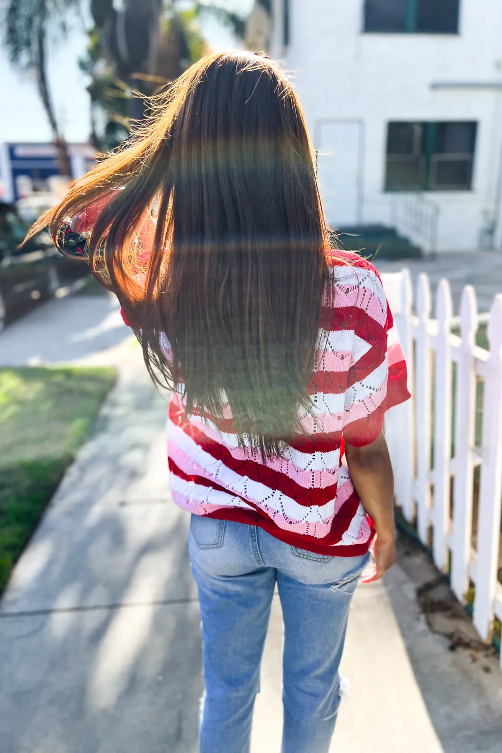 Sweetheart Ready Pointelle Collared Notch Neck Sweater sold by Charming Charlie product image thumbnail 3