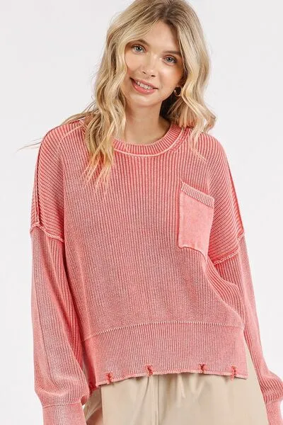 Mittoshop Distressed Hem Round Neck Dropped Shoulder Sweater sold by Charming Charlie product image thumbnail 3