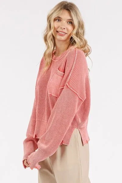 Mittoshop Distressed Hem Round Neck Dropped Shoulder Sweater sold by Charming Charlie product image thumbnail 4