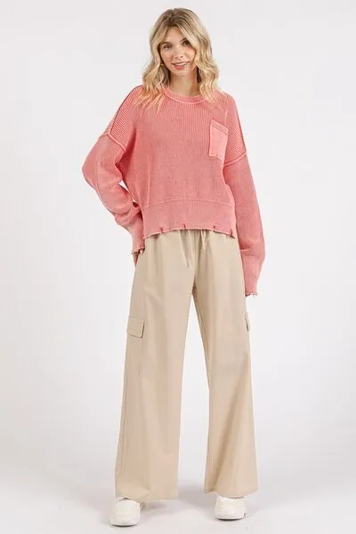 Mittoshop Distressed Hem Round Neck Dropped Shoulder Sweater sold by Charming Charlie product image thumbnail 5