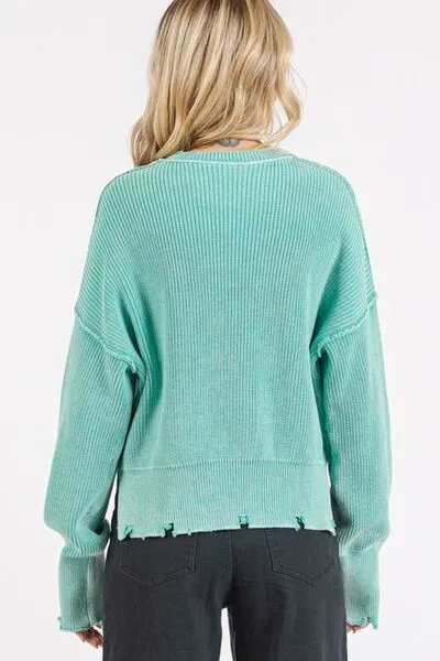 Mittoshop Distressed Hem Round Neck Dropped Shoulder Sweater sold by Charming Charlie product image thumbnail 2