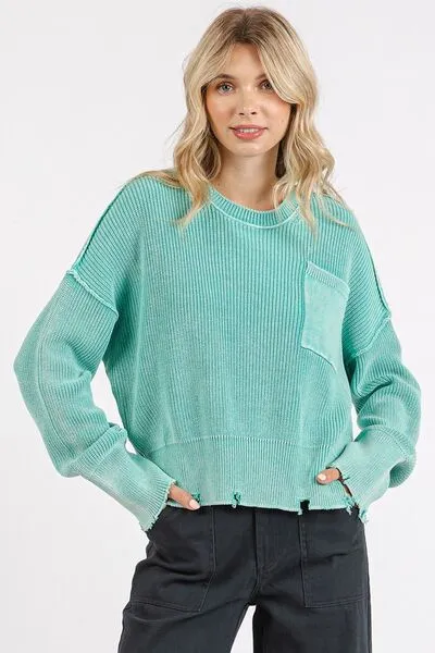 Mittoshop Distressed Hem Round Neck Dropped Shoulder Sweater sold by Charming Charlie product image thumbnail 3