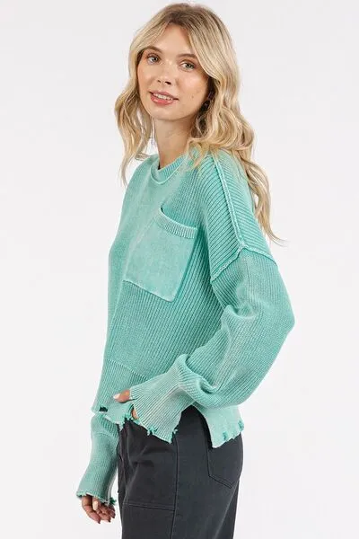 Mittoshop Distressed Hem Round Neck Dropped Shoulder Sweater sold by Charming Charlie product image thumbnail 5