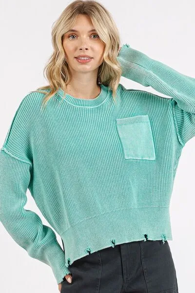 Mittoshop Distressed Hem Round Neck Dropped Shoulder Sweater sold by Charming Charlie product image thumbnail 4