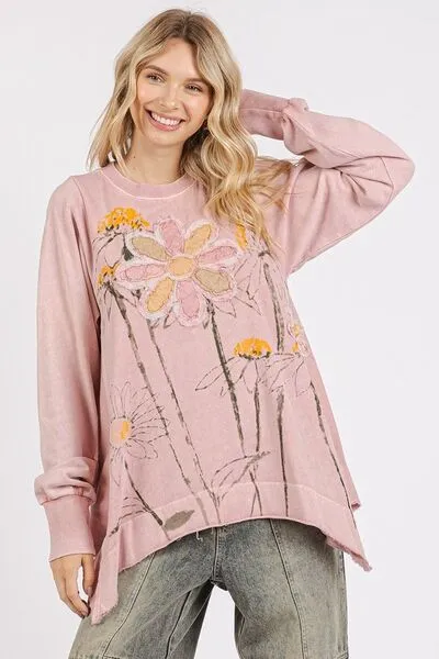 Mittoshop Flower Graphic Print and Patch Oversized Sweatshirt sold by Charming Charlie product image thumbnail 3