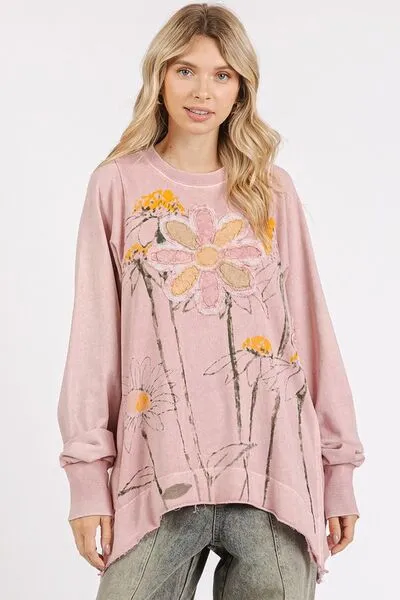 Mittoshop Flower Graphic Print and Patch Oversized Sweatshirt sold by Charming Charlie product image thumbnail 4