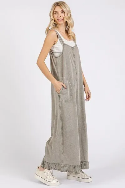 Mittoshop Ruffled Hem Wide Leg Overalls with Pockets sold by Charming Charlie product image thumbnail 3