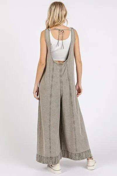 Mittoshop Ruffled Hem Wide Leg Overalls with Pockets sold by Charming Charlie product image thumbnail 4