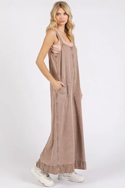 Mittoshop Ruffled Hem Wide Leg Overalls with Pockets sold by Charming Charlie product image thumbnail 2