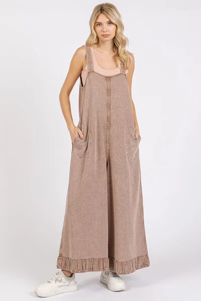 Mittoshop Ruffled Hem Wide Leg Overalls with Pockets sold by Charming Charlie