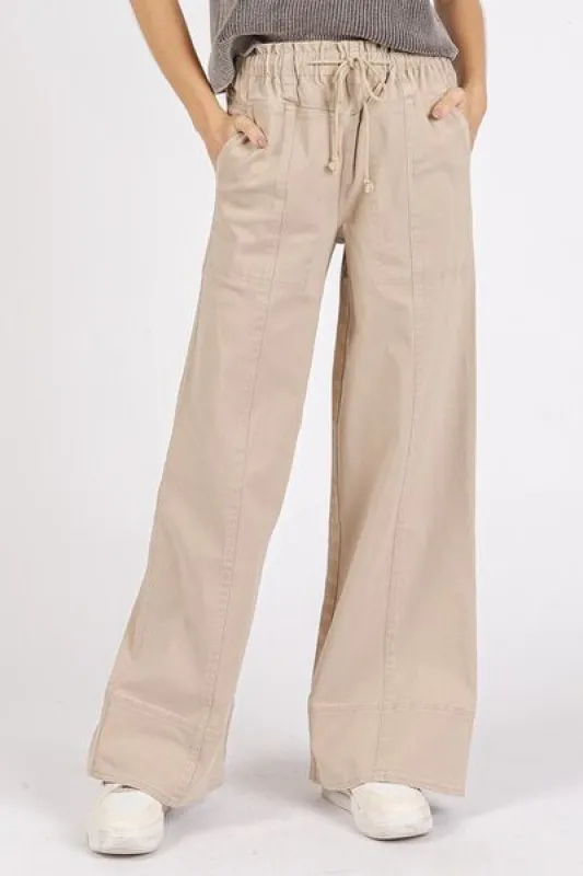 Mittoshop Mineral Wash Elastic Wide Leg Pants sold by Charming Charlie