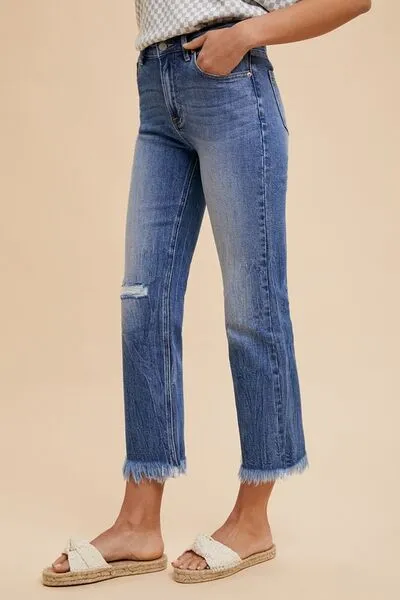 Annie Wear Distressed Raw Hem Straight Leg Cropped Jeans sold by Charming Charlie product image thumbnail 2