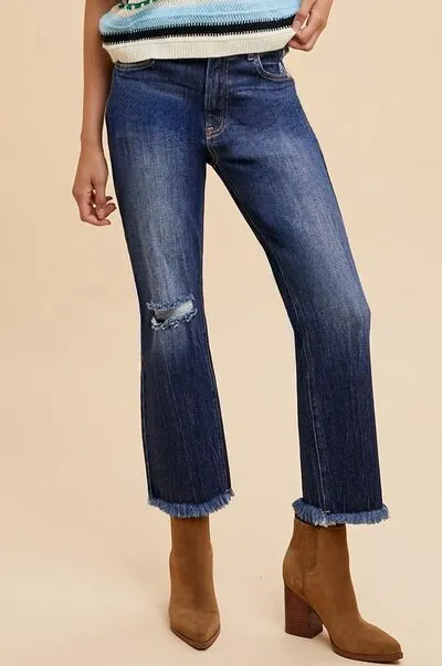 Annie Wear Distressed Raw Hem Straight Leg Cropped Jeans sold by Charming Charlie
