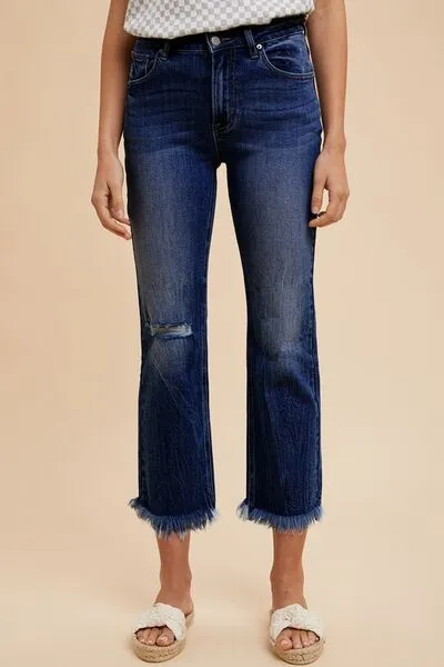 Annie Wear Distressed Raw Hem Straight Leg Cropped Jeans sold by Charming Charlie product image thumbnail 2