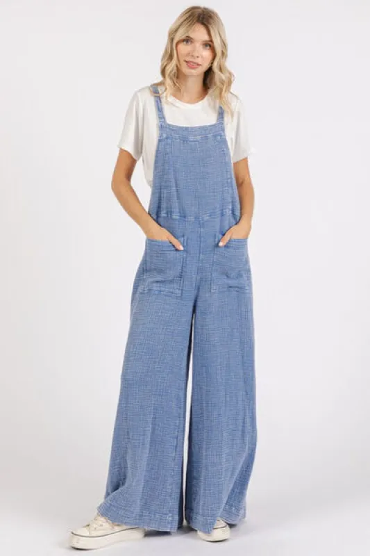 Mittoshop Textured Wide Leg Overalls sold by Charming Charlie