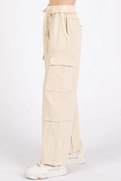 Mittoshop Mineral Wash Elastic Waist Cargo Wide Leg Pants sold by Charming Charlie product image thumbnail 4