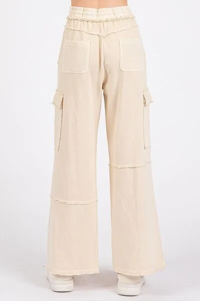 Mittoshop Mineral Wash Elastic Waist Cargo Wide Leg Pants sold by Charming Charlie product image thumbnail 2
