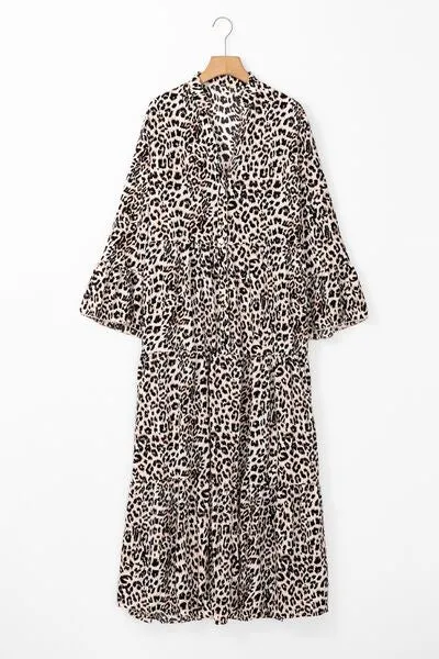 Leopard Notched Long Sleeve Maxi Dress sold by Charming Charlie product image thumbnail 5