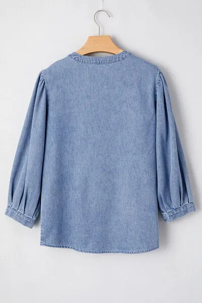 Bow Tie Long Sleeve Denim Top sold by Charming Charlie product image thumbnail 5