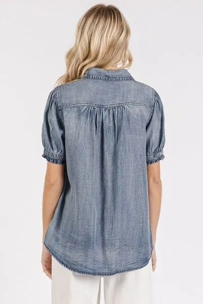 Mittoshop Collared Neck Puff Sleeve Shirt sold by Charming Charlie product image thumbnail 4