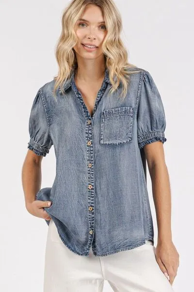 Mittoshop Collared Neck Puff Sleeve Shirt sold by Charming Charlie