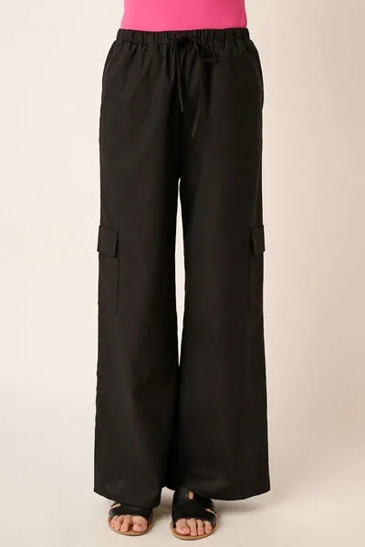 Mittoshop Linen Wide Leg Elastic Waist Cargo Pants sold by Charming Charlie