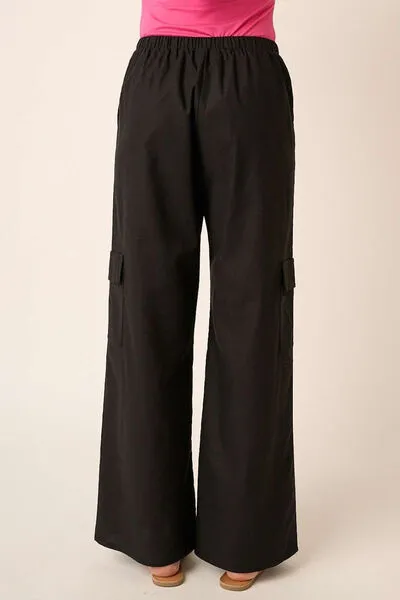Mittoshop Linen Wide Leg Elastic Waist Cargo Pants sold by Charming Charlie product image thumbnail 2