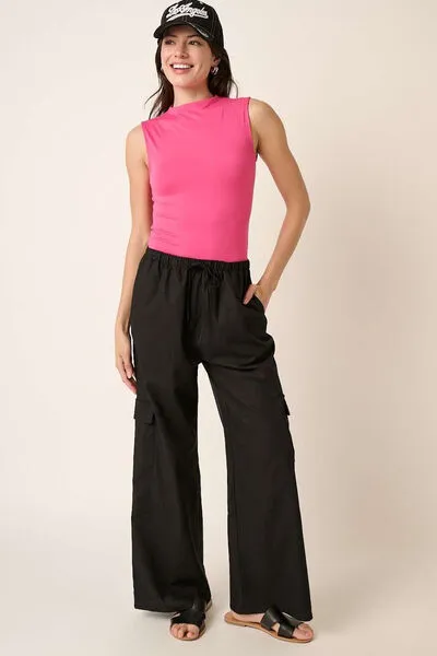 Mittoshop Linen Wide Leg Elastic Waist Cargo Pants sold by Charming Charlie product image thumbnail 4