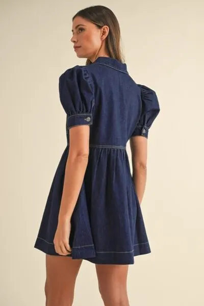 Collared Neck Half Zip Denim Dress sold by Charming Charlie product image thumbnail 2