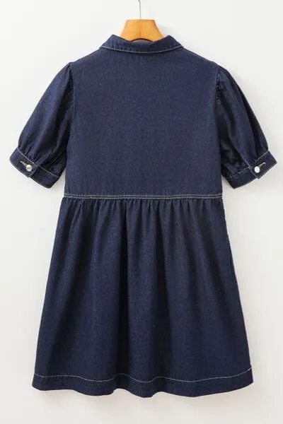 Collared Neck Half Zip Denim Dress sold by Charming Charlie product image thumbnail 5