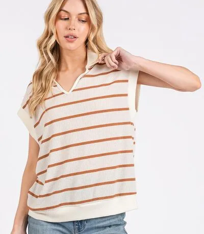 Ces Femme Collared Neck Contrast Striped Sweater Vest sold by Charming Charlie product image thumbnail 4