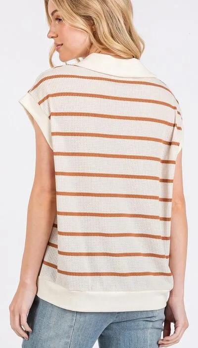 Ces Femme Collared Neck Contrast Striped Sweater Vest sold by Charming Charlie product image thumbnail 2