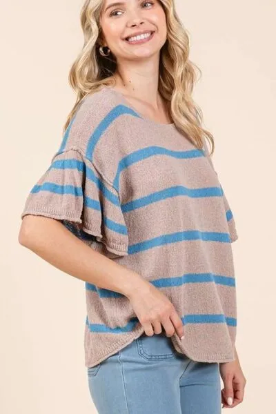 Mittoshop Striped Flounce Sleeve Knit Top sold by Charming Charlie product image thumbnail 5