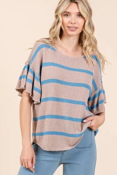 Mittoshop Striped Flounce Sleeve Knit Top sold by Charming Charlie product image thumbnail 3