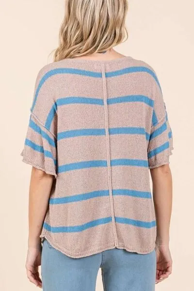 Mittoshop Striped Flounce Sleeve Knit Top sold by Charming Charlie product image thumbnail 2