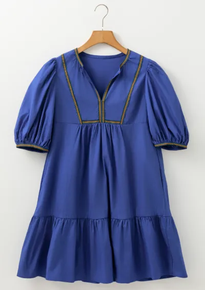 Notched Puff Sleeve Mini Dress sold by Charming Charlie product image thumbnail 4