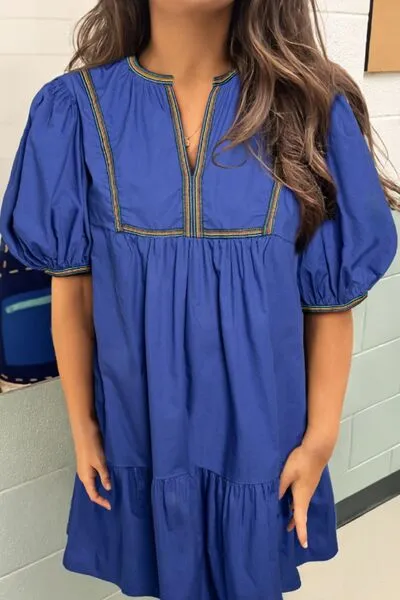 Notched Puff Sleeve Mini Dress sold by Charming Charlie