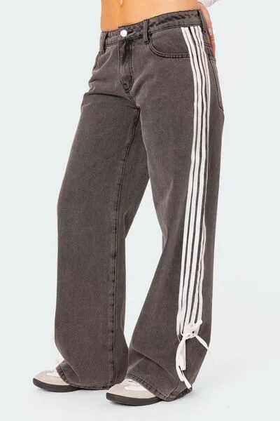 Side Striped Wide Leg Jeans sold by Charming Charlie