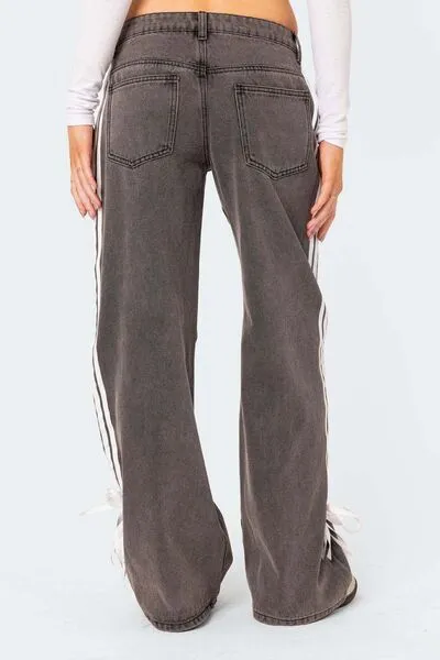 Side Striped Wide Leg Jeans sold by Charming Charlie product image thumbnail 5